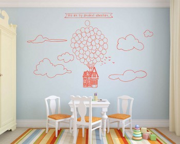 Flying Balloon Up House Quote Decal